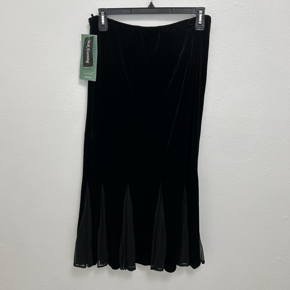 VTG MSK Mermaid Maxi Velvet Skirt 14‎ Flared Stretch Whimsygoth Romantic Witchy